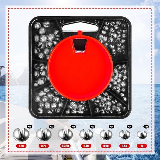 MTTProducts - Lead Scrap Fishing - Scrap Lead Fishing - Ideaal voor veelzijdig vissen - Zwart - Gewicht vissen - 7 maten in opbergdoos - Geschikt voor ... van Mttproducts — afbeelding 5