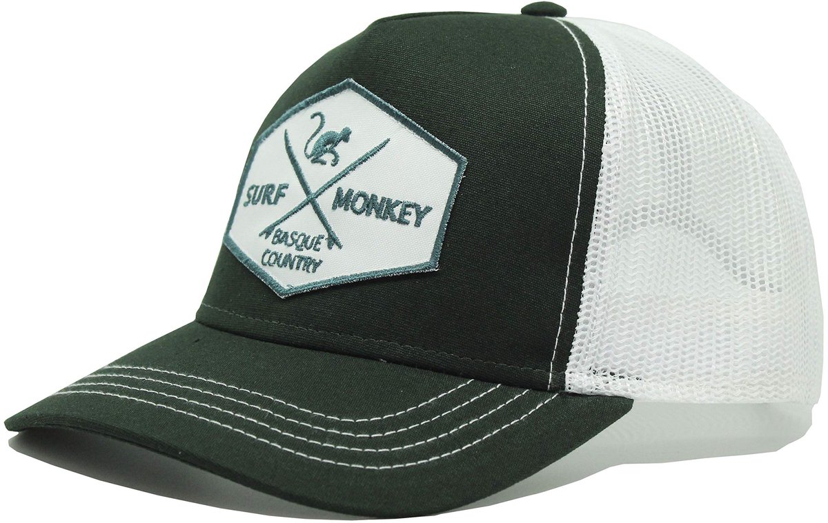 Surf Monkey - Trucker Cap - 5 Panel - One Size - Snapback - Groen wit