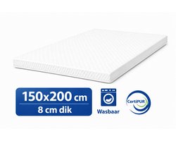 Kikishop Topdekmatras 150x200 – 8 cm HR Koudschuim – Afritsbaar & Wasbaar – CertiPUR® Gecertificeerd – Medium Hardheid – Comfort Matrastopper