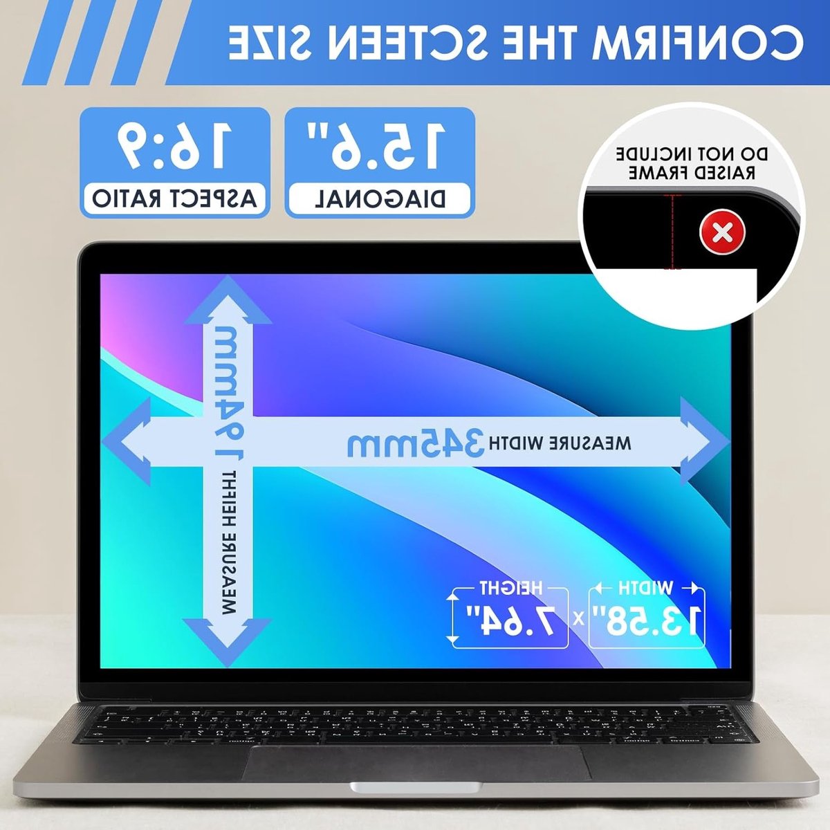 Privacy Filter voor 15.6 Inch Laptop, Verwijderbare Privacy Film met Webcam Cover, Bescherming tegen Blauw Licht en Glans