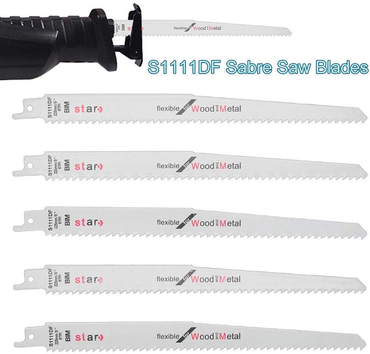 Golden crown - Reciprocating Saws Blades - Professioneel - 225mm - Voor hout en metaal - 5-pack - Geschikt voor diverse zagen