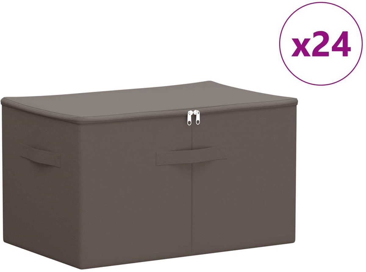 vidaXL - Opbergbox - 24 - pcs - Grijs - 55 - x - 35 - x - 32 - cm - Nonwoven - stof