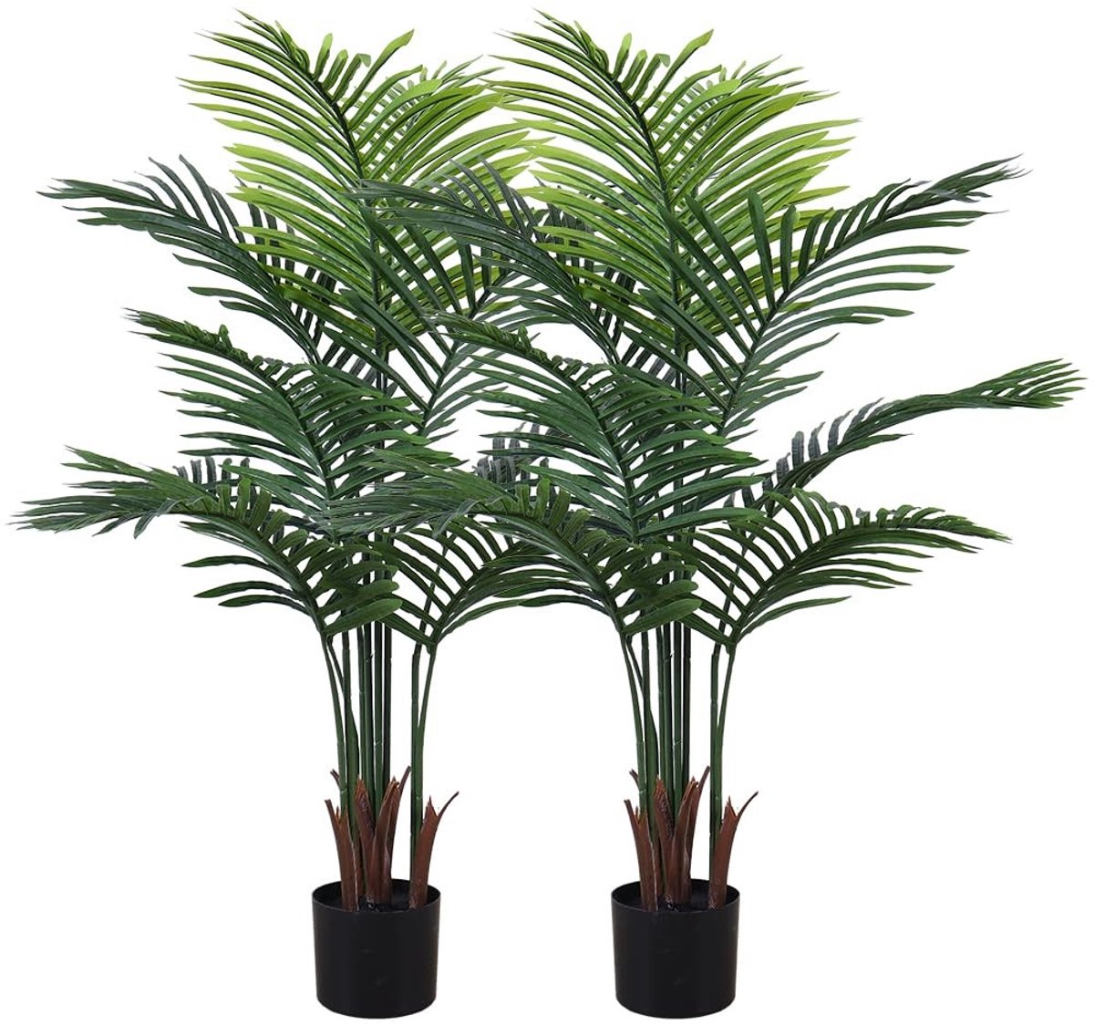 NTHProducts - Kunstplant - Set van 2 - Realistische palmboom - 120 cm - Groene decoratie - Geschikt voor binnen - Indoor decoratie