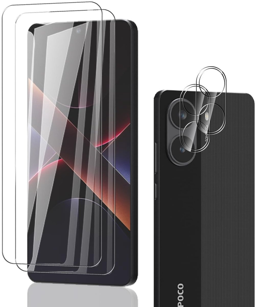 NTHProducts - Protective Film - Tempered Glass - 9H Hardheid - Voor Xiaomi Poco X7 Pro - Scherm- en camera bescherming - Dubbel pack