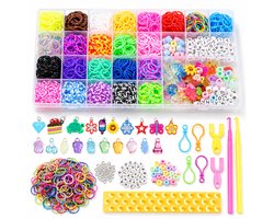 Behave Loombandjes Starterspakket - Loom - Loombox - Eco Friendly Latexvrije Loom Elastiekjes - 23 Kleuren - Extra 1000 Multi Color Looms - Veel accesoires