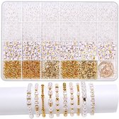 Witte sieraden pakket kralen set met letters kralen parels en goudkleurige kralen DIY armband maken set compleet met accessoires