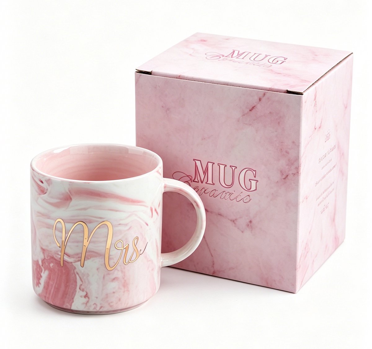 Kraftverdia Keramische koffiemok met handvat – Gepersonaliseerd cadeau voor vrienden, familie of collega – Bedrukte theemok 350 ml – Roze