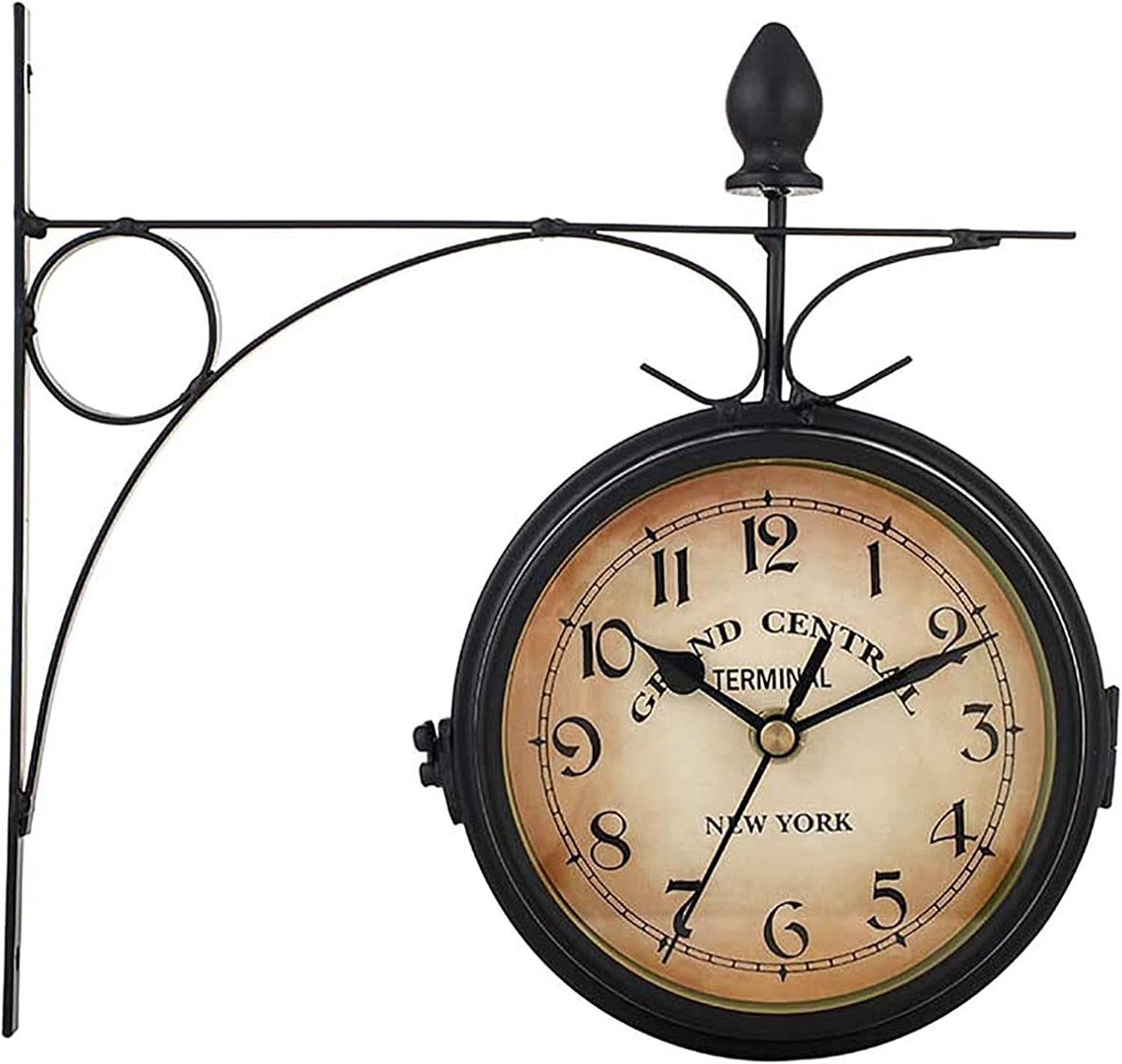Velours Max® - Stationsklok - Dubbelzijdig - Vintage - Retro - Zwart - Klok - Wandklok - Stationsklok Binnen - Dubbelzijdige Klok - 33x29