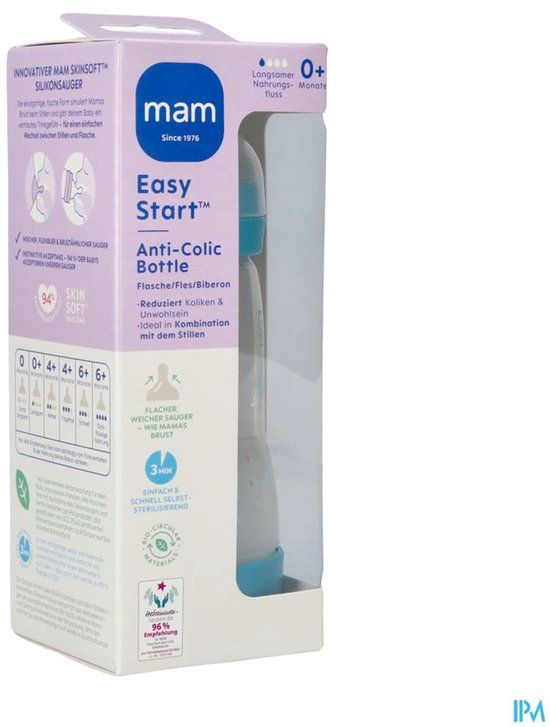 MAM Babyfles Easy Start Anti-Colic Blauw - 260 ml — afbeelding 4