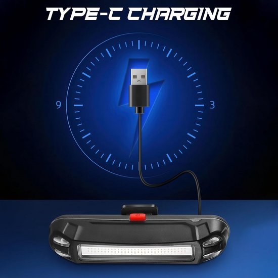 Achterlicht voor op de fiets, USB-C oplaadbaar, fietshelmverlichting, 6 lichtstanden, waterdicht, lange batterijduur, geschikt voor fietsen, mountainbikes, helmen, scooters, rugzakken, 2 achterlichten voor de fiets. — afbeelding 2