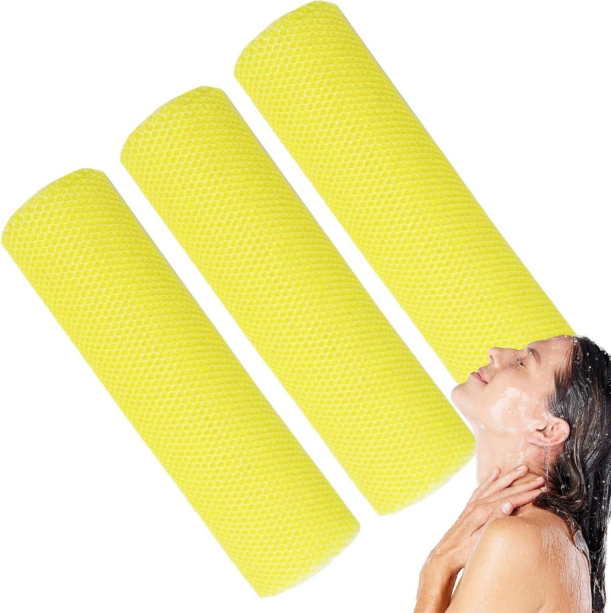 Net Spons - Douche Net - Huid Peelen - Knipbaar Maatwerk - 3 Stuks - Gemengde Kleuren