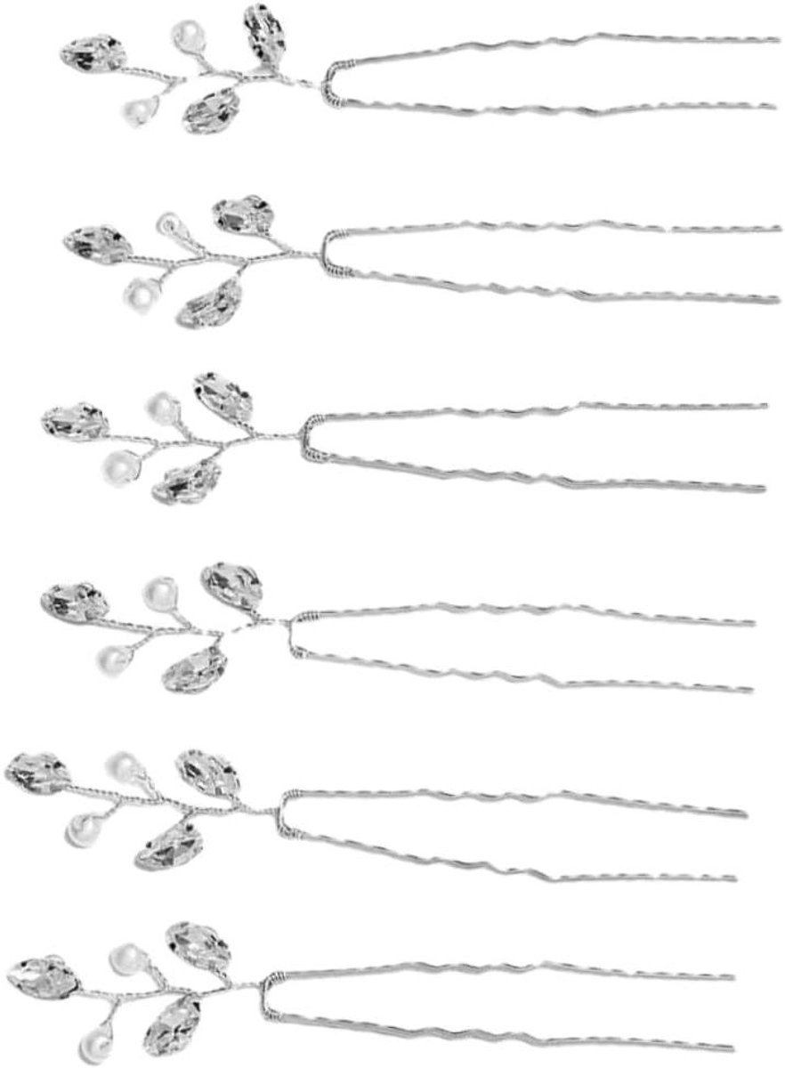 Haarspeldjes Parel - Bruiloft Speldjes - Feestelijk Kapsel - U-Vorm Ontwerp - 10 cm - Zilver