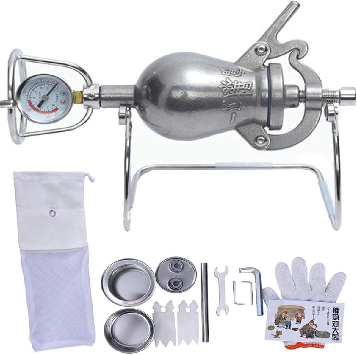 Popcorn Machine - Handmatige Popper - Thuis Films Kijken - Traditioneel Ontwerp - 368ml - Zilver