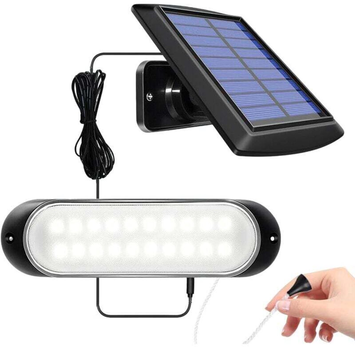 Hangende solar lampgeschikt voor binnen en buiten, waterdicht, 20 LED's geschikt voor snoerbediening, geschikt voor tuinen, garages en paden.