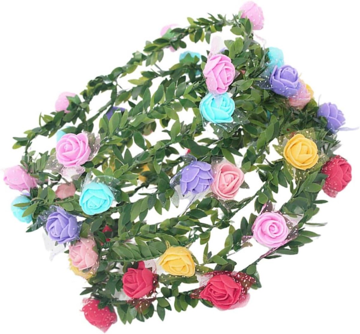 Bloemenkrans Set - Bloemen Hoofdband - Feestelijke Aankleding - Natuurlijk Realistisch - 10 Stuks - Multicolor
