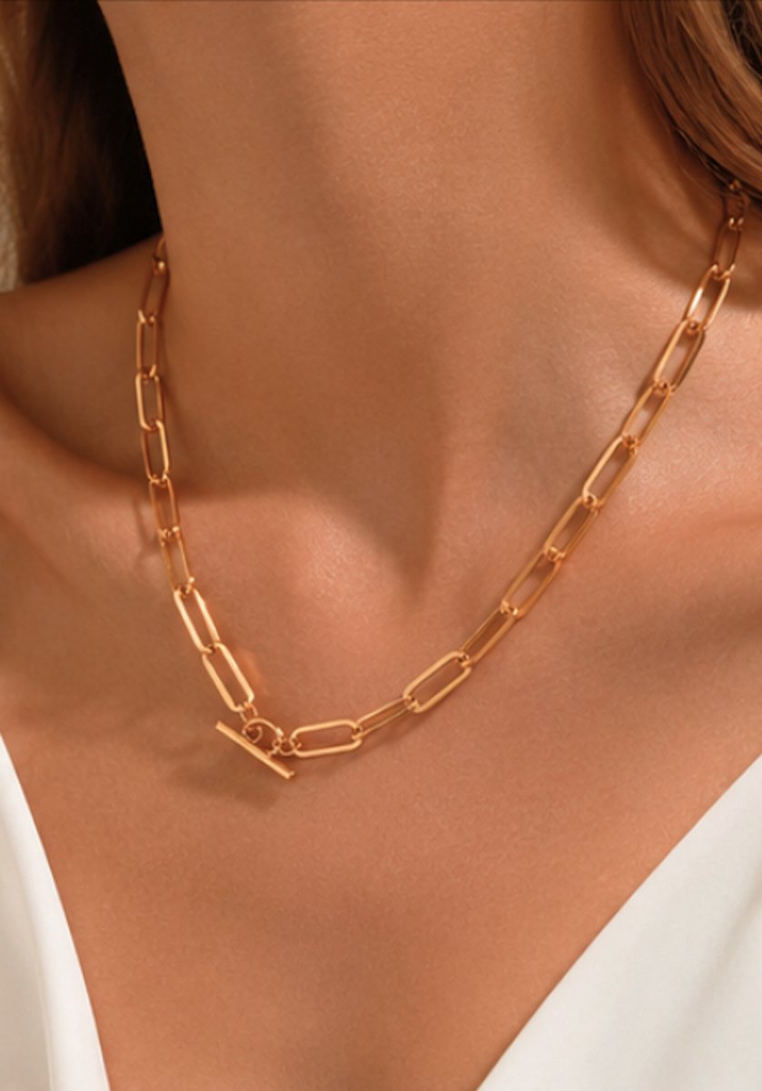 Luxe ketting - verguld - Stijlvolle ketting - Goudkleurig - Roestvrijstalen -Cadeau Voor Vrouwen- cadeau -Valentijn - Liefde - Verrassing
