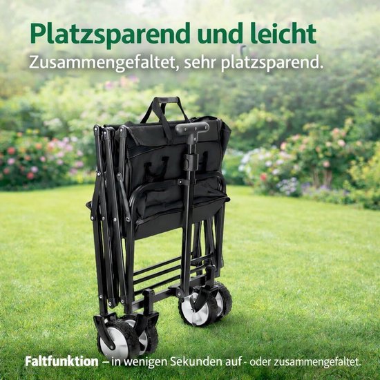 Vouwbare Handkar - Transportwagen Opvouwbaar - Boodschappen Vervoeren - Robuuste Belasting - Tot 80 kg - Zwart — afbeelding 4
