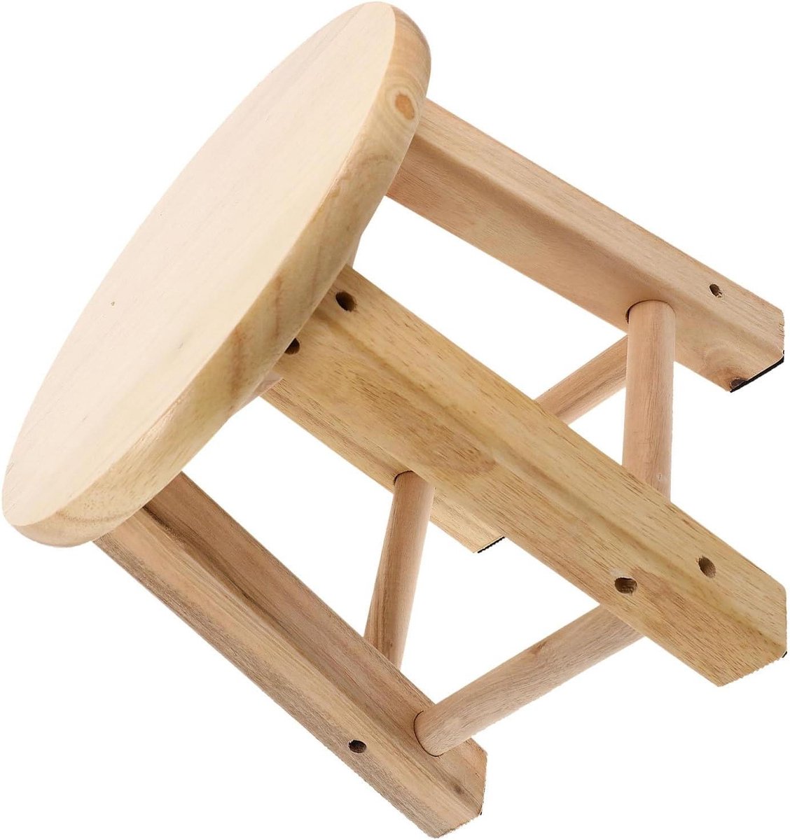 Houten Kruk - Voetenbankje Opstapje - Badkamer Gebruik - Massief Hout - 25 x 25 cm - Beige