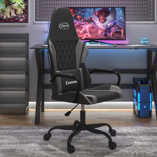 Gaming Stoel - Comfortabele Zetel - Ontspannen Zitten - Ingebouwde Massage - Verstelbare Hoogte - Zwart Grijs — afbeelding 2