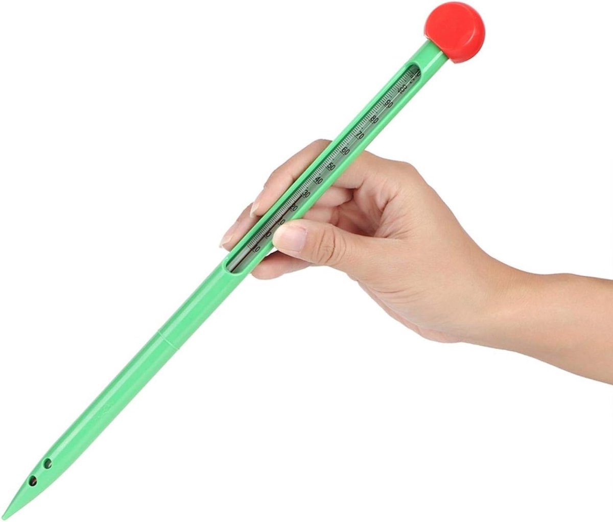 Bodemmeter Thermometer - Bodemtester Meetinstrument - Bodem Temperatuur Meten - Geen Batterij Nodig - 32cm Lengte - Zwart