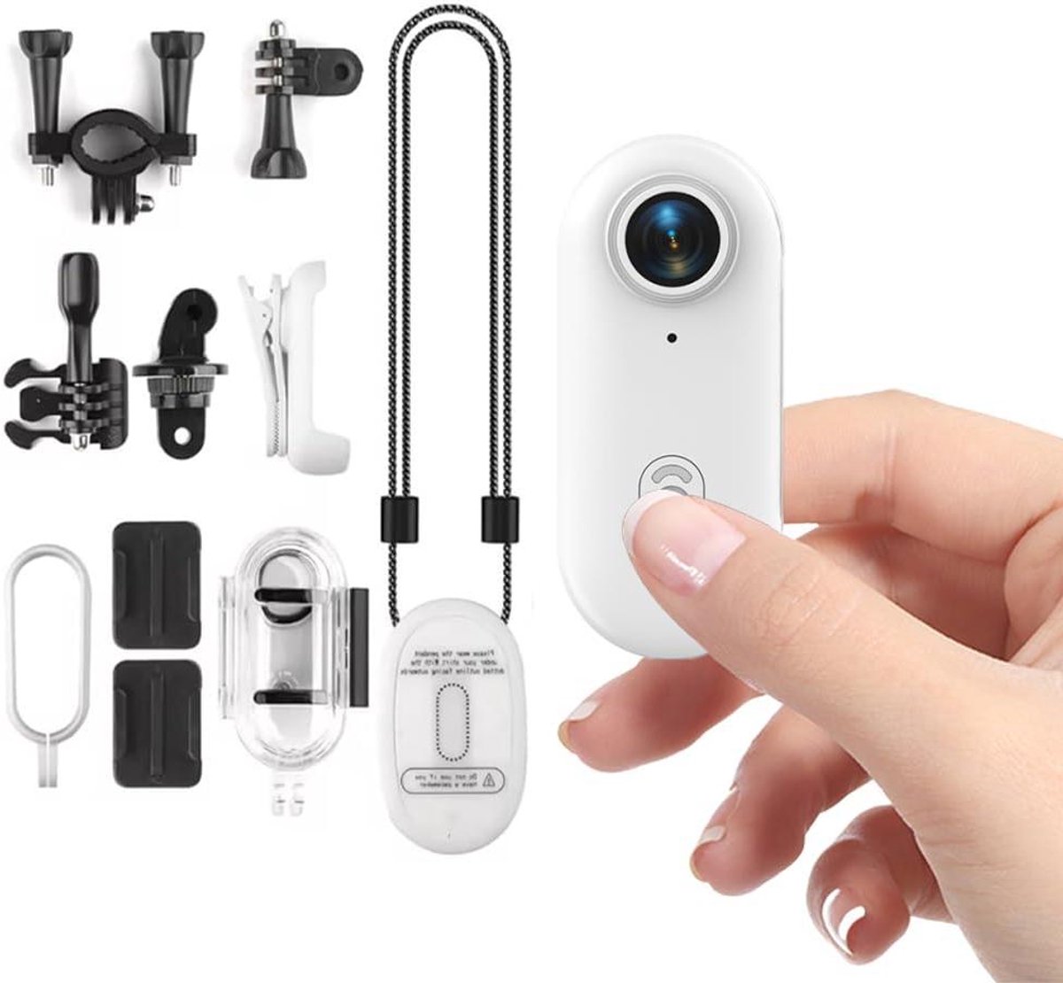 Mini Action Cam - Bodycam WiFi - Outdoor Sport - Waterdicht tot 30M - 1080P Full HD - Wit