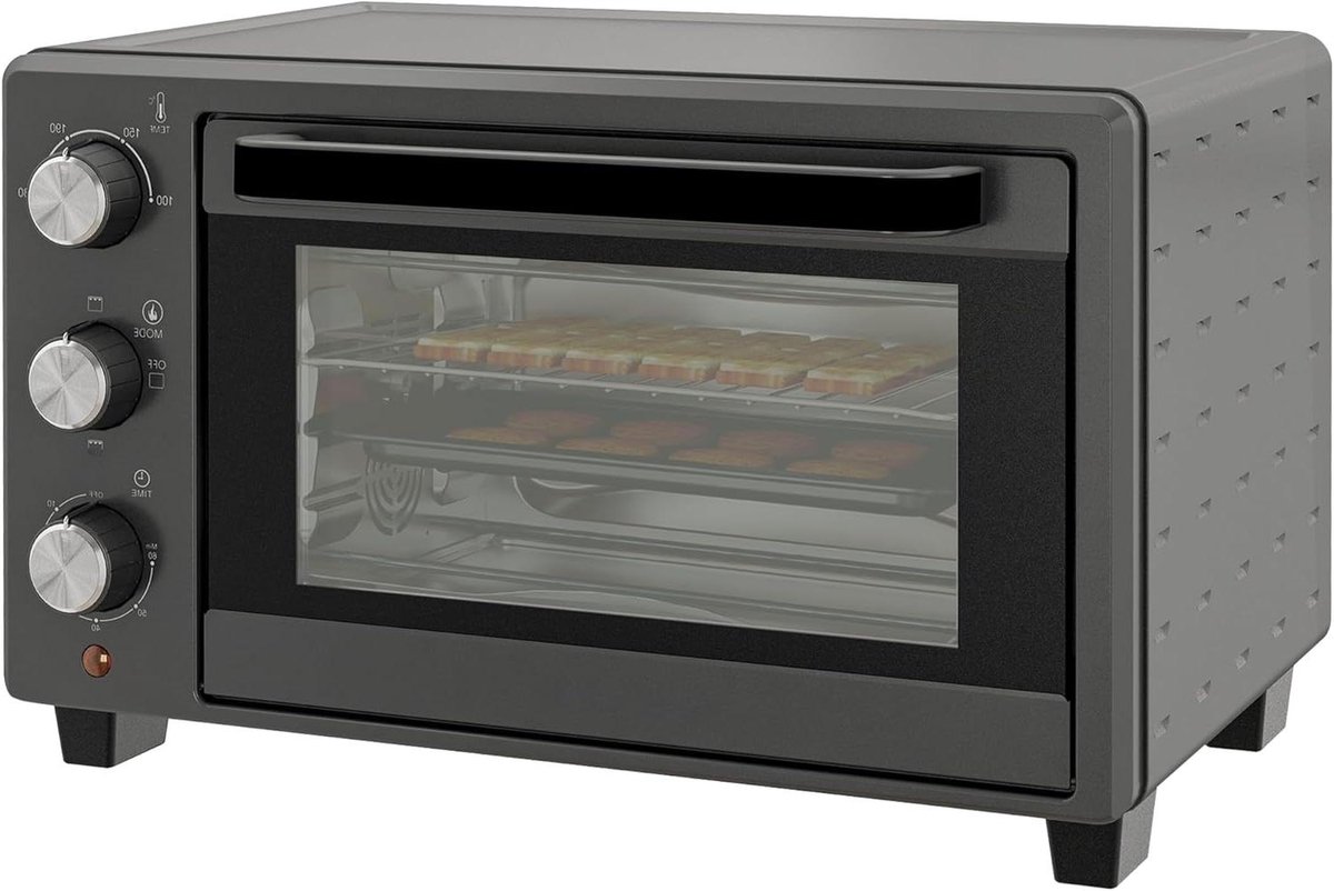 Mini Oven - Kleine Keukenoven - Veelzijdig Koken - Instelbare Temperatuur - 21 Liter - Grijs