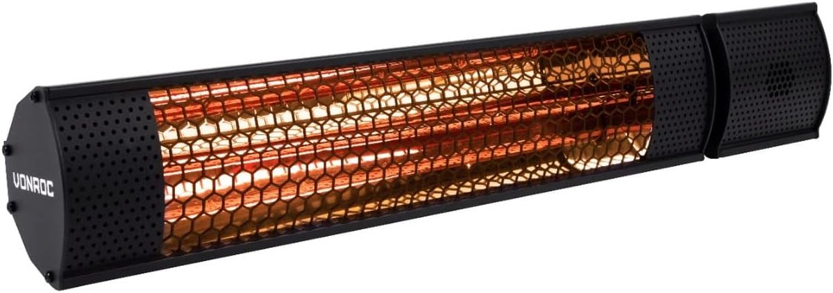 Terrasverwarmer - Buitenverwarming - Aangename Avonden - Lowglare Element - 2000W - Zwart