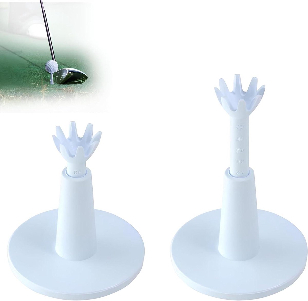 Verstelbare Golf Tees - Golf Tee Houder - Golf Oefenen - Unieke Bal Cup - 53-73 mm - Wit
