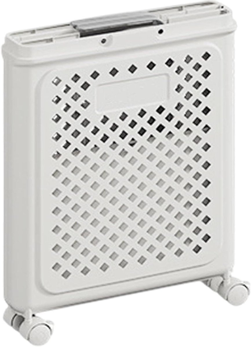 Wasmand met wieltjes Opvouwbare mand Wasgoed opbergen Ademend ontwerp 47 x 36 x 19 cm Wit