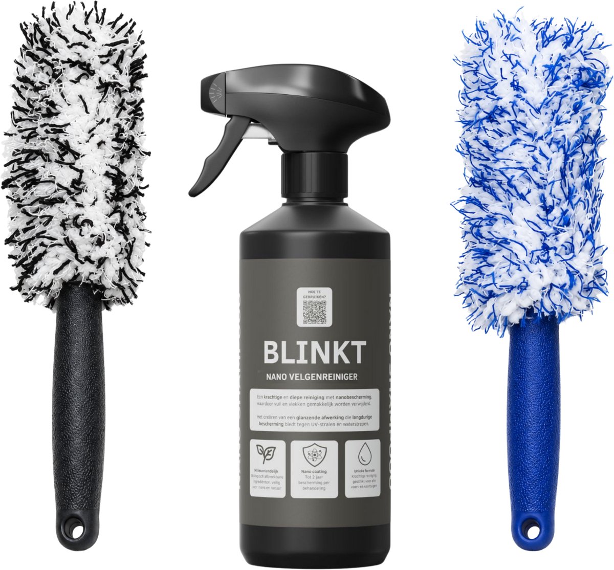 Velgen Schoonmaakset - Schone Velgen zonder Hard Schrobben - Velgenreiniger met Nano Coating & 2 Velgenborstels - Remstof & Vuilafstotend - BLINKT