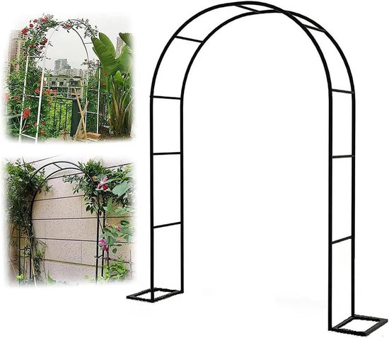 Tuinboog - Klimplantsteun Prieel - Tuin Decoratie - Met Basissen - 3x2.2 Meter - Zwart