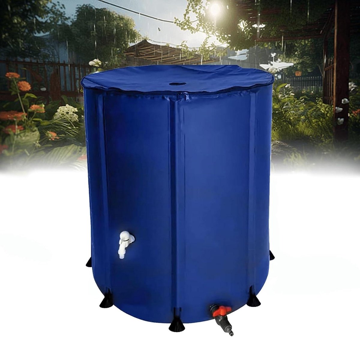 Opvouwbare Regenton - Regenwater Systeem - Tuin Besproeien - Inclusief Standaard Kraan - 200 Liter - Blauw