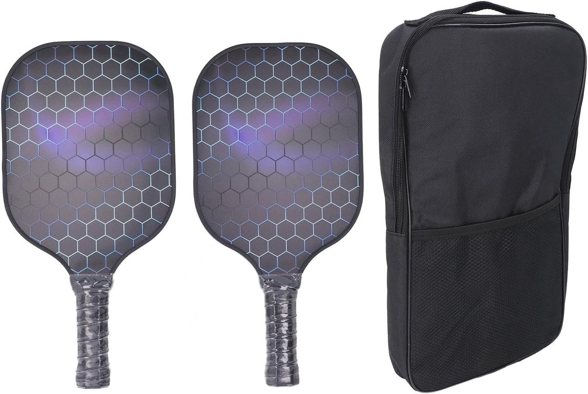 Peddelset Glasvezel - Lichtgewicht peddels - Sport en recreatie - Ergonomische grip - 45 cm lengte - Zwarte tas