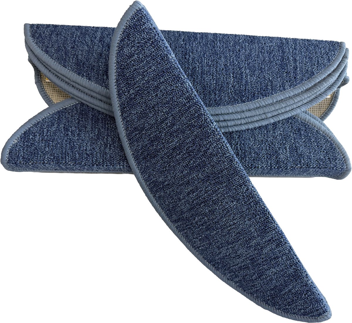 Trapmatten Set - Denim Blauw - 15 Stuks - 56x17x3cm - Zelfklevende Halve Maantjes voor Trap