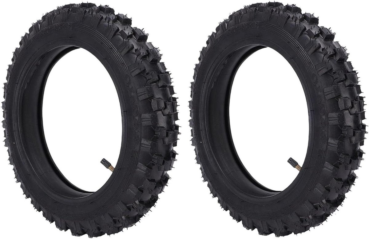 Off-road banden binnenbanden - Crossmotor bandenset - Avontuurlijk rijden - Versterkte rubberconstructie - 2.50-10 inch - Zwart
