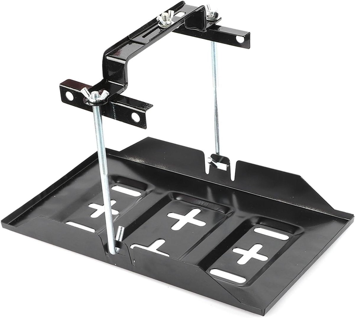 Universele Batterijhouder - Accubak Klemset - Auto Accu Bevestigen - Stevige Metalen Constructie - 34 cm Lade - Zwart