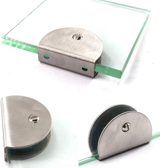 Glazen Plankhouder van RVS, 9-14 mm, Set van 6, Stevige Glassteun, Ideaal voor Wandplanken en Interieurdecoratie — afbeelding 4