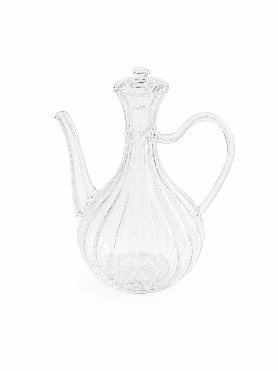 Mevaz Oliekaraf 750 ml – Transparante Glazen Oliekan met Handvat en Deksel – Luxe Olijfolie Karaf – Vintage Design – Olie Dispenser voor Keuken en Eettafel
