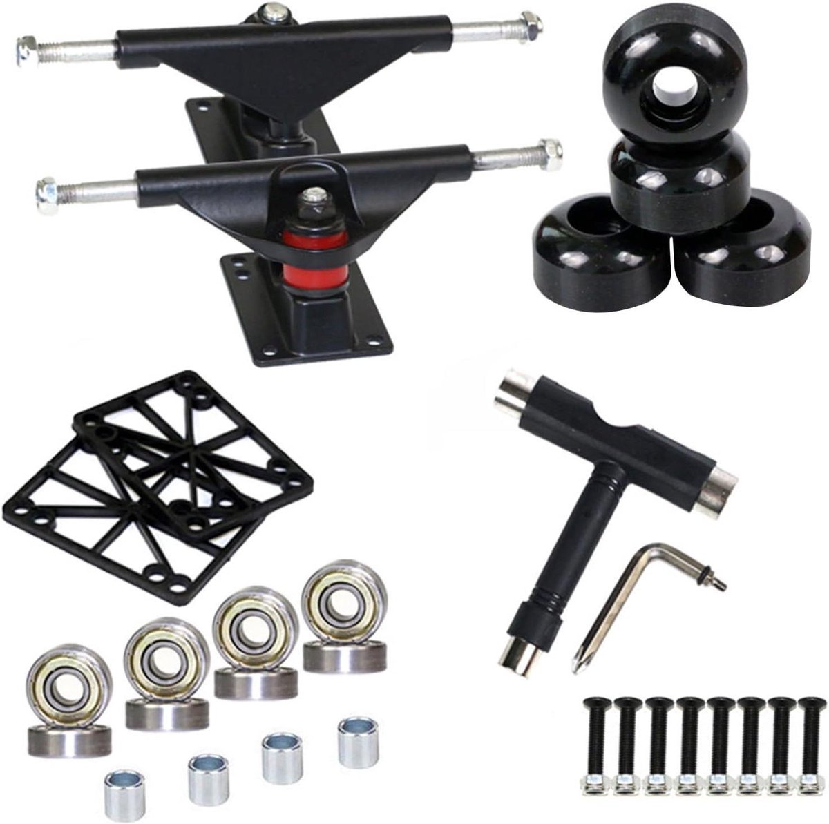 Skateboard Onderdelen Set Trucks Wielen Lagers Skateboarden Onderhoud Complete Combo Kit 52mm Wielen