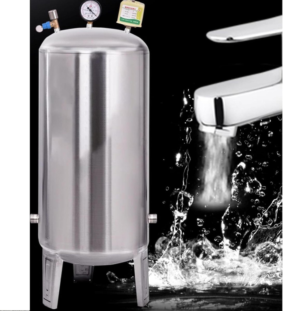 Hogedruk Watertank - Roestvrij Staal - Waterdruk Verhoging - Hygiënisch Materiaal - 60-300 Liter - Zilver