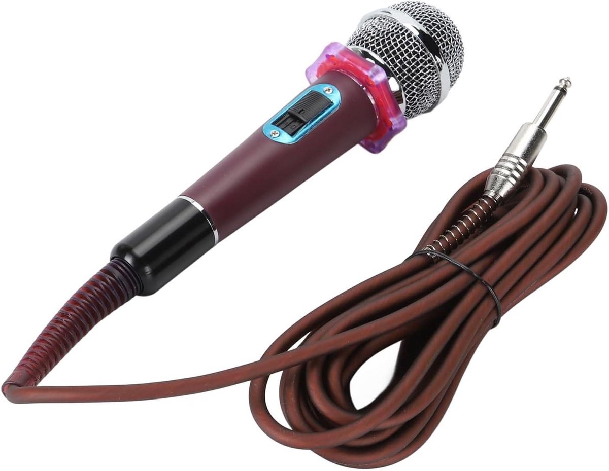 Dynamische Zangmicrofoon - Bedrade Handmicrofoon - Thuiskaraoke Optredens - Volledig Metalen Constructie - 30 x 12 x 7 cm - Roze