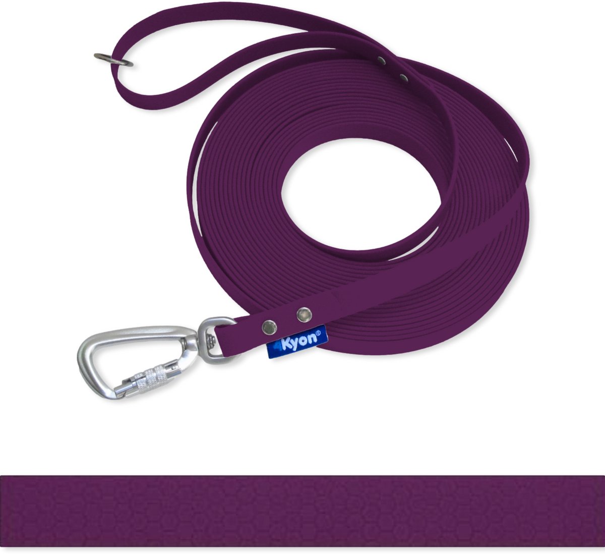 4Kyon | Anti-slip lijn - 10 meter lange Hondenlijn - Veilige Auto-Lock karabijn haak - Paars - 16mm breed
