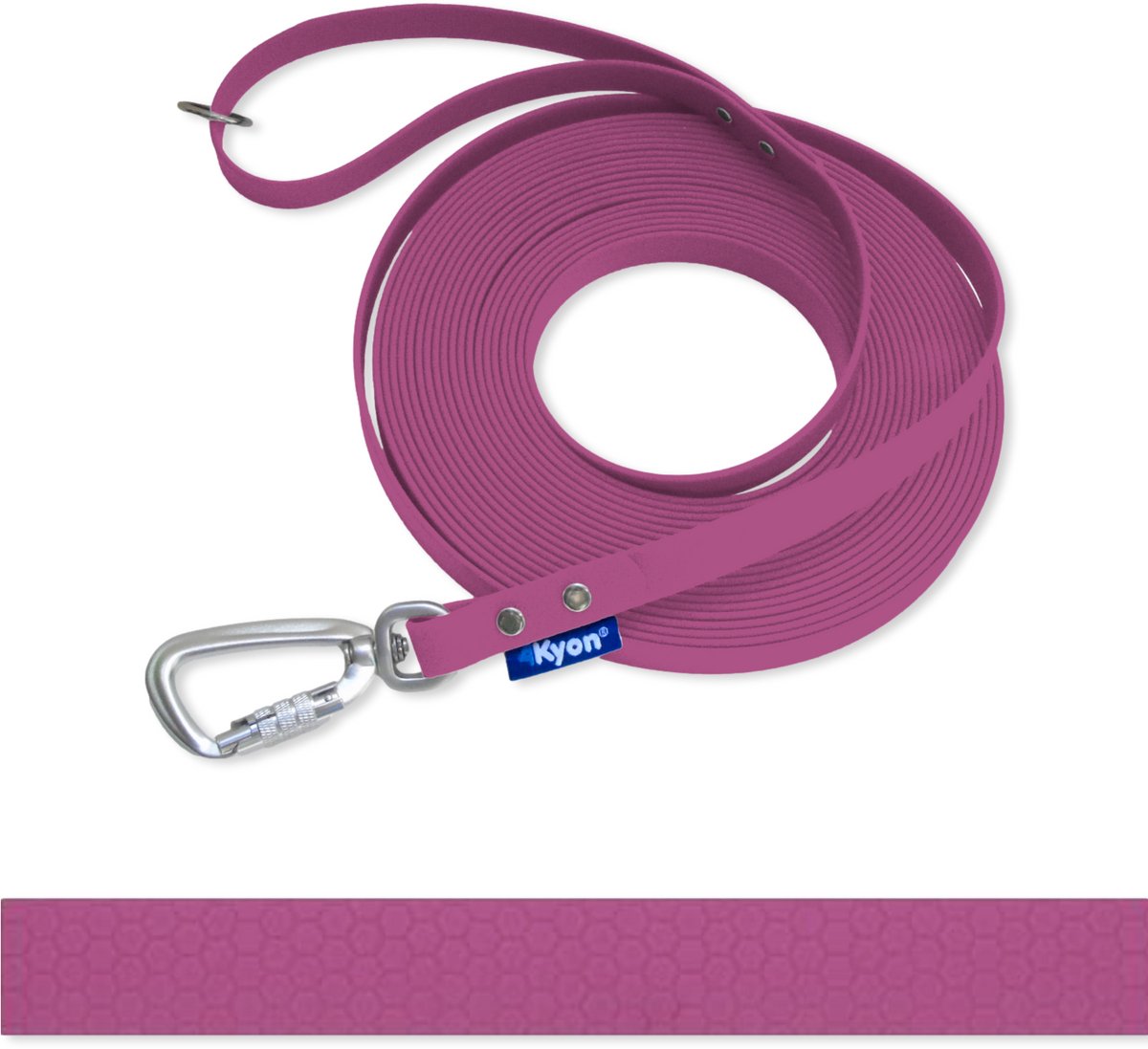 4Kyon | Anti-slip lijn - 10 meter lange Hondenlijn - Veilige Auto-Lock karabijn haak - Lavendel - 16mm breed
