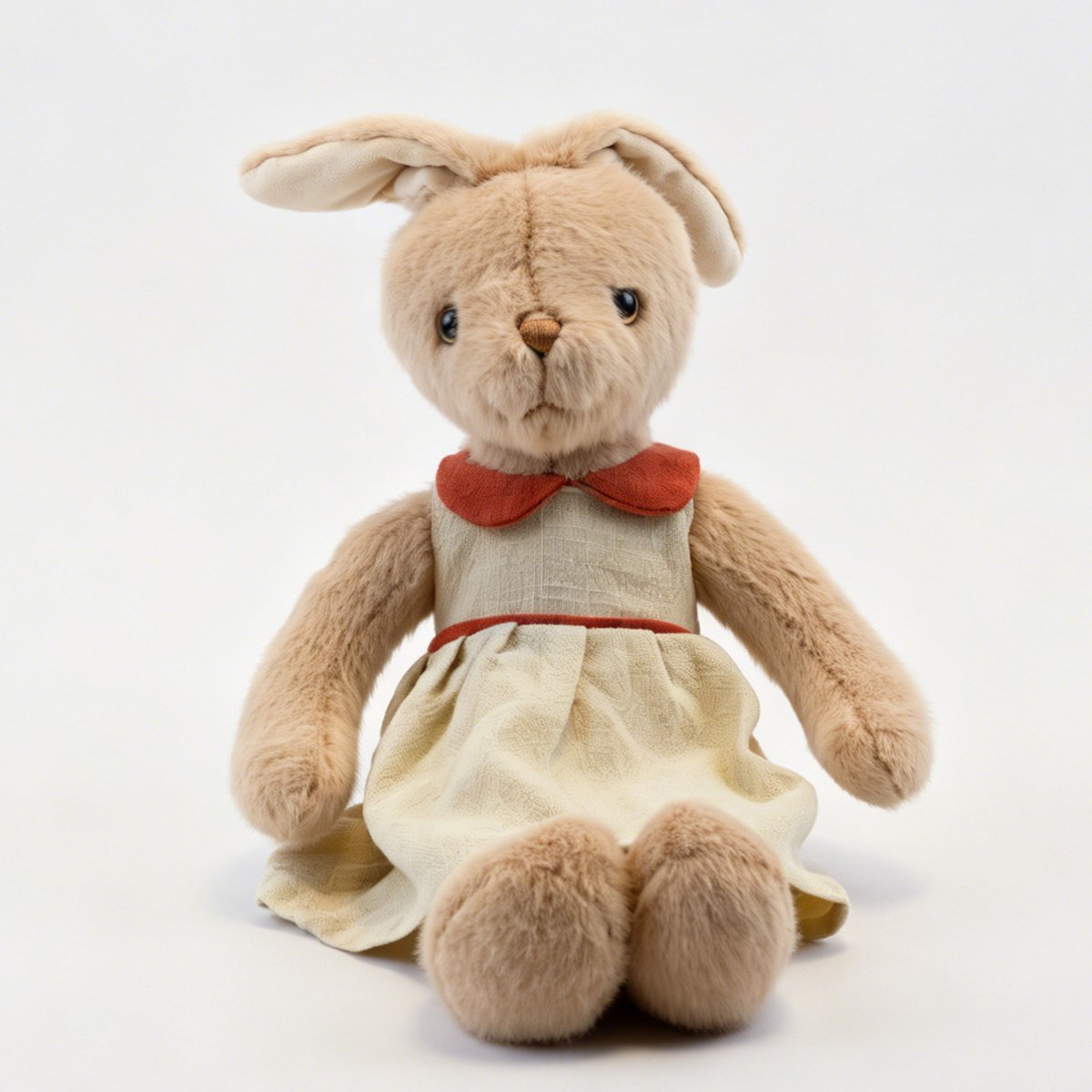 Bloemetje & Bear – Nola Knuffel Konijn 35 cm - Zacht Pluche Knuffel met Oranje Kraagjurk - Cadeau voor Kinderen en Volwassenen