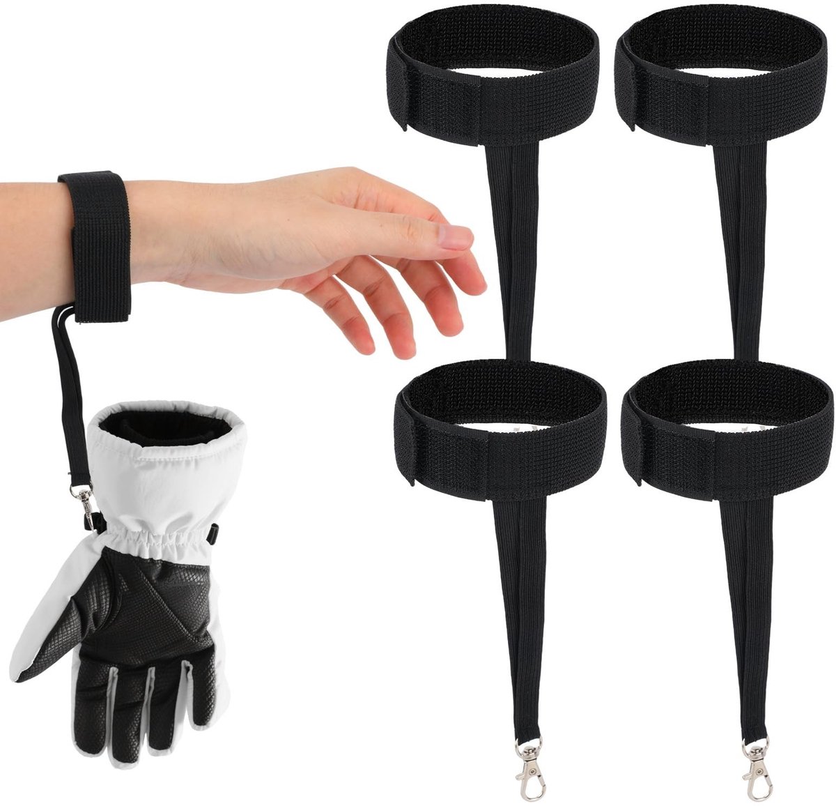Dailygoods - 4 Stuks Duurzame Skihandschoenen met Veiligheidsriemen