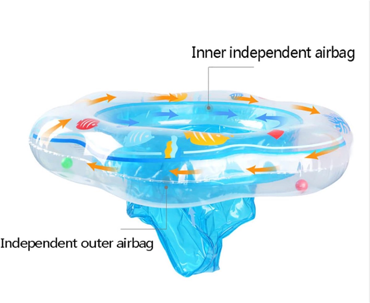 Zwemring met zitting, opblaasbaar speelgoed met dubbele airbags, zwemhulp voor peuters/kinderen van 6 tot 36 maanden, te gebruiken met toezicht van volwassenen (52 cm, blauw) – foto 5