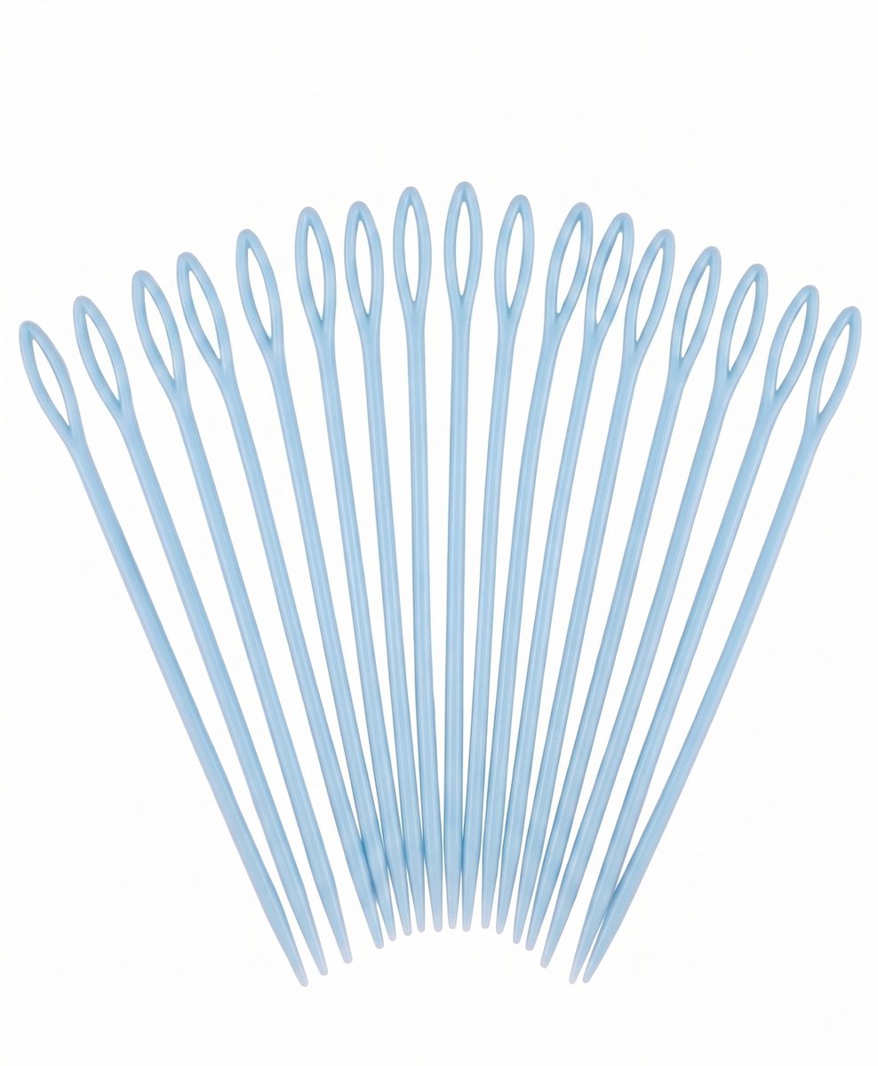 Stopnaalden - set van 20 - Extra Lang - 15 cm - Stopnaald - Wolnaalden - Borduur Hobby Naalden - Blauw - Universele Naalden Set - plastic kleuren naalden- 20 stuks - IXEN