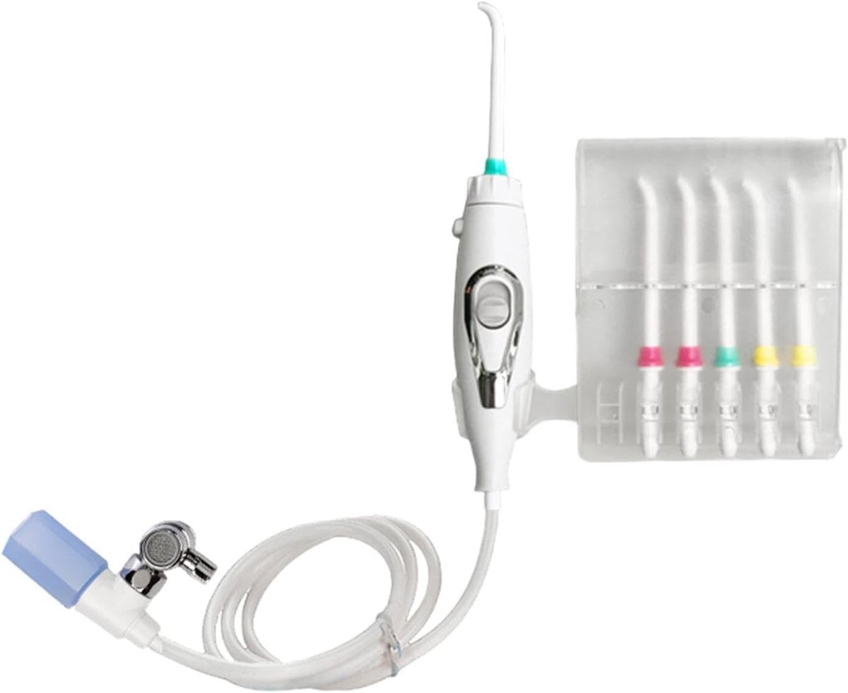 Water Flosser - Monddouche - Tanden Reinigen - Kraan Aangedreven - 6 Mondstukken - Wit