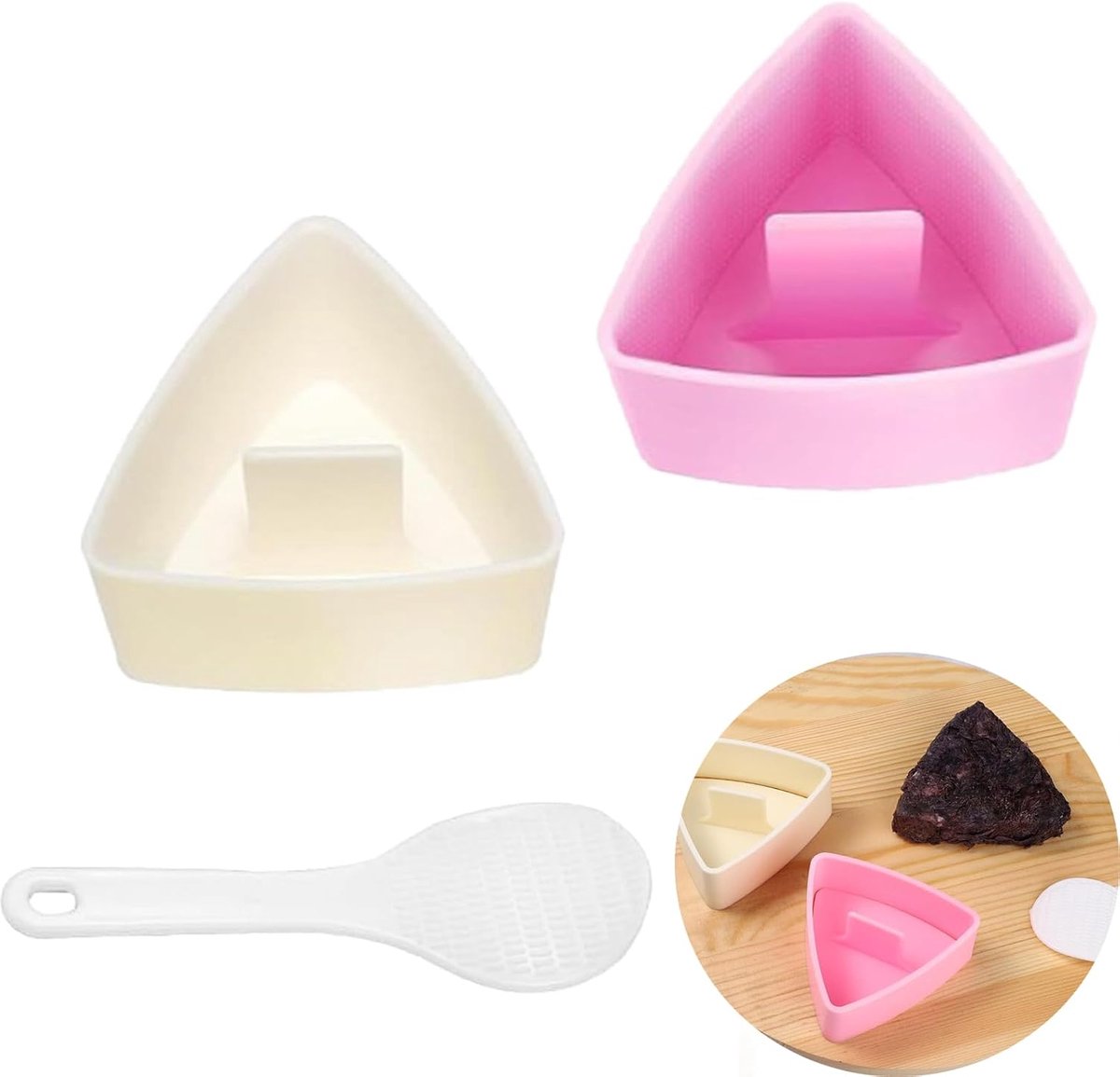Onigiri Vorm Sushi Maker Maak Rijstballen Gemakkelijk Ontvormen 3 Stuks Wit
