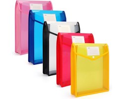 FYY Documententas, A4, 5 stuks, documentenmap, A4, verzamelmappen met drukknop, kunststof envelop, map, waterdicht, zichtvak, documenten met kaart voor reizen, kantoor, document, school (A4,